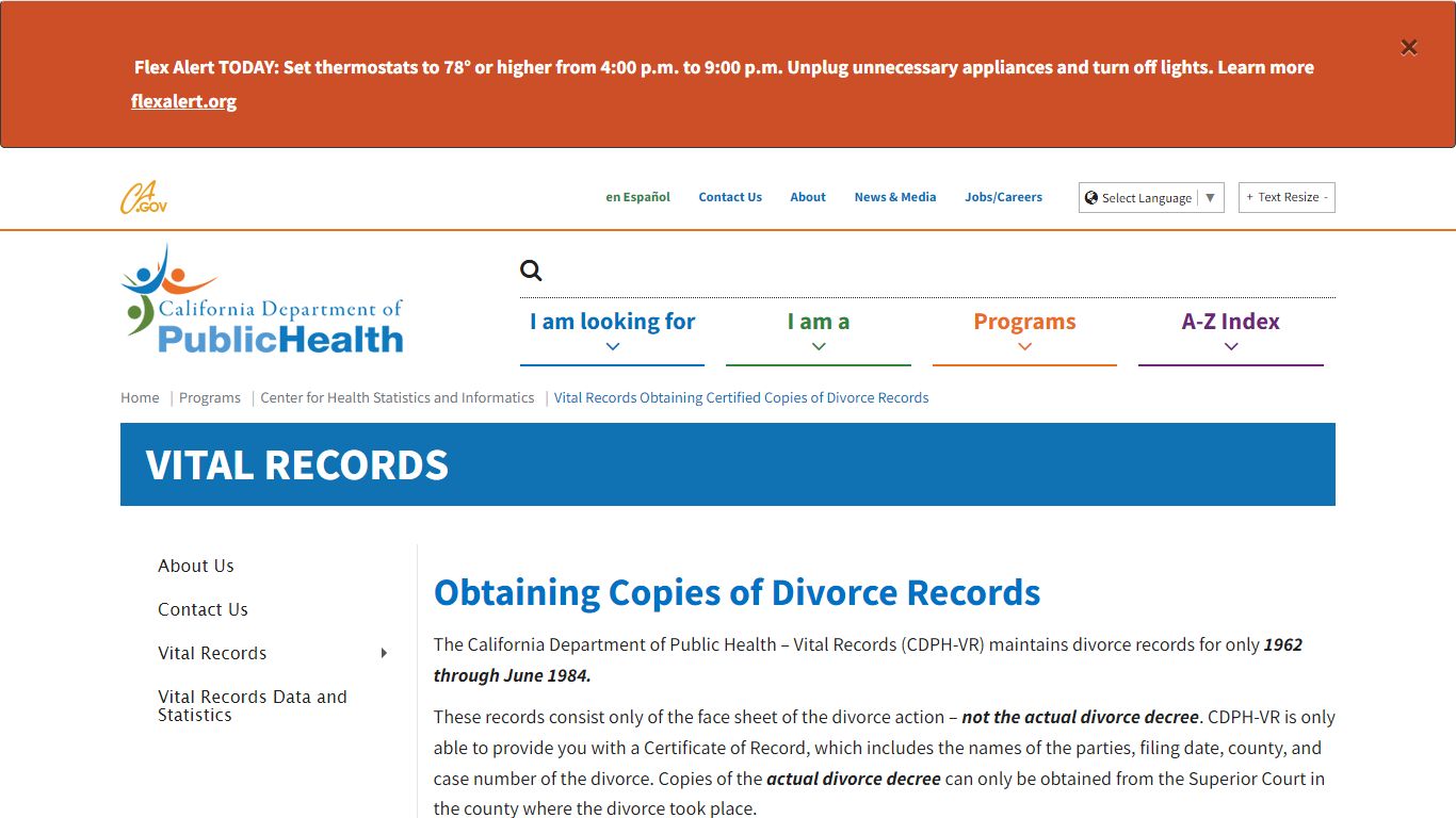 Vital Records Obtaining Certified Copies of Divorce Records - California